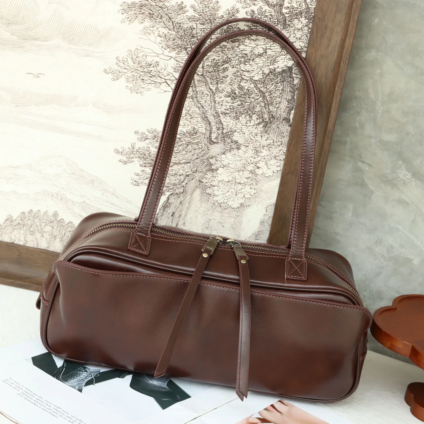 Oilwax Women Genuine Leather Shoulder Bag 2026 New Cow Leather Tote Bag Young Girls Cowhide Handbag