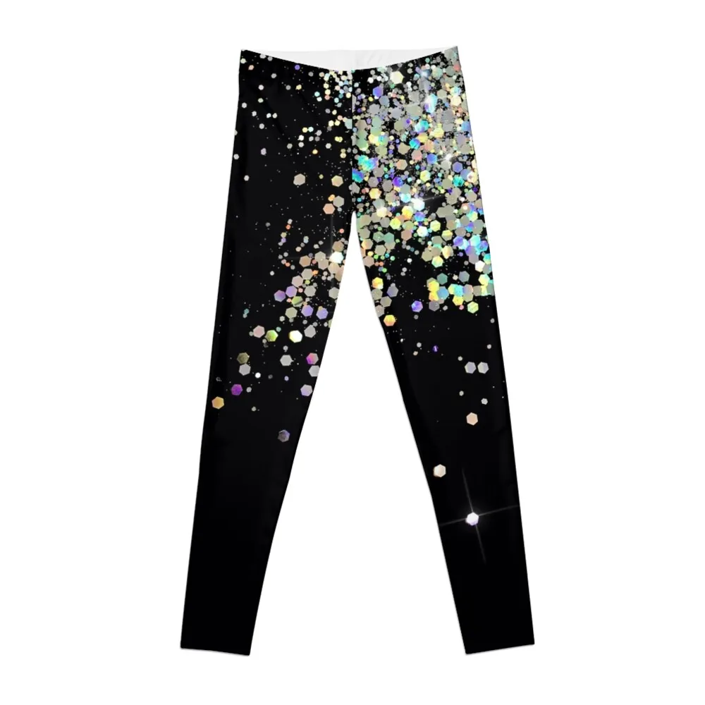 

Black & Holographic Sparkle Leggings leggins push up woman push up tights for Golf wear Women sportwear Womens Leggings