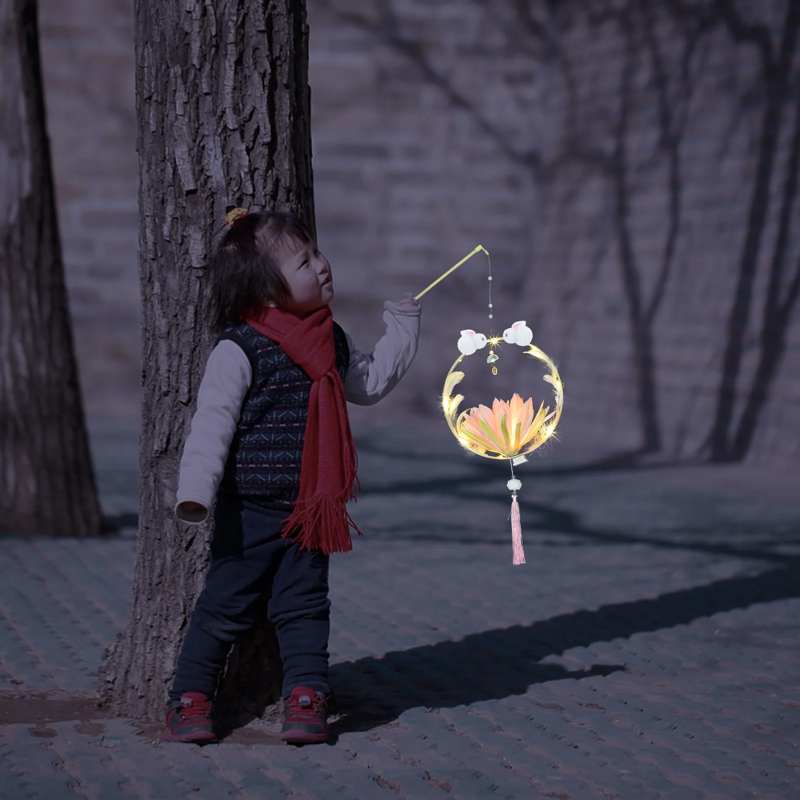 Jade coelho lanterna diy kit portátil leve seguro para crianças atividade criativa luminosa festa visual decoração de ano novo