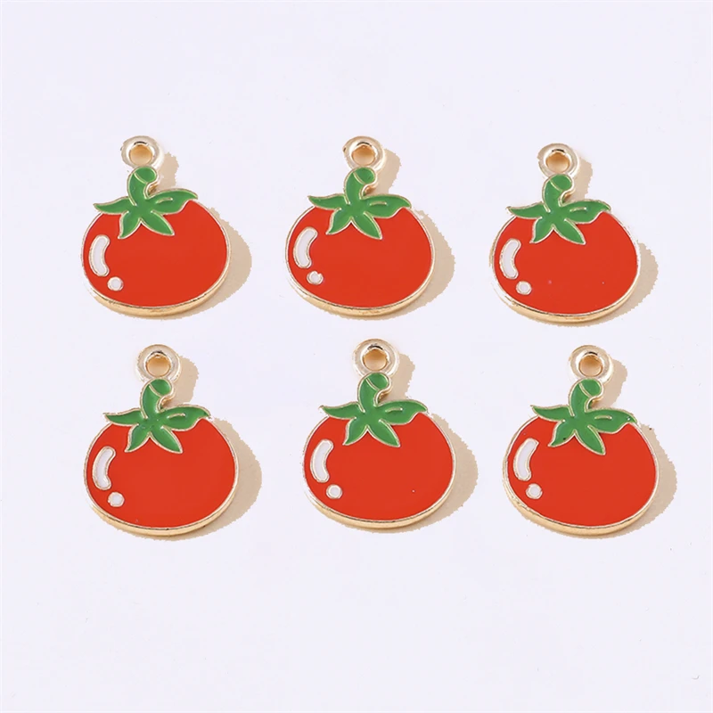 Duarte 20 unids/lote lindo esmalte comida tomates dijes colgantes para hacer collares pendientes pulseras manualidades DIY hallazgos de joyería