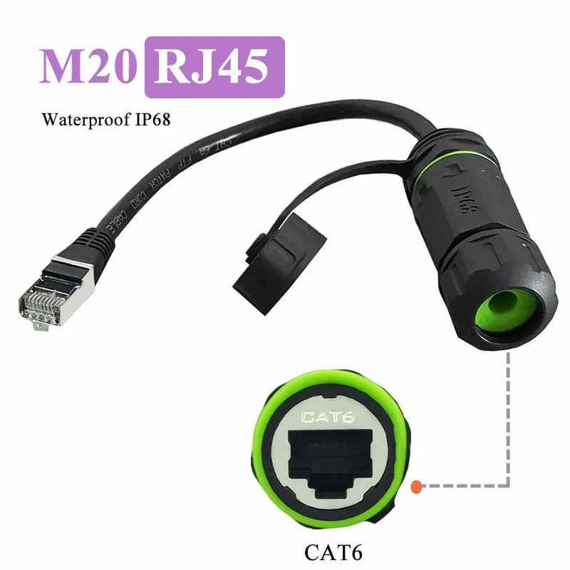 Waterproof CAT6 RJ45 Network Cable Connector IP68 8P8C Ethernet Coupler Adapter Male t Female Shielded RJ45 Signal Aviation Plug