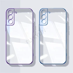 Luxury Plating Transparent Case For Samsung Galaxy S25 S24 S23 S22 S21 Note 20 Ultra Plus S21 S23 S24 FE Soft Silicon Back Cover