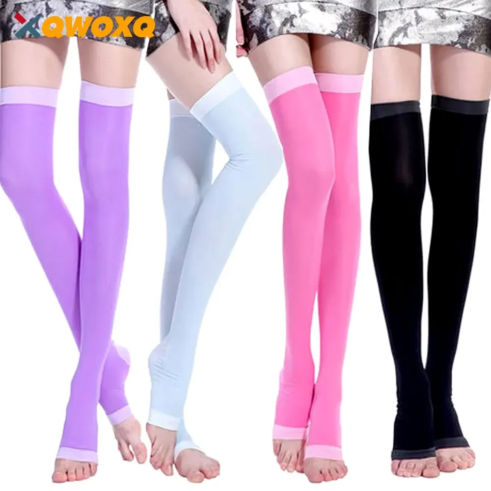 1 Pair 420D Women Compression Socks, Slim Sleeping Leg Warmer Burn Fat Thin Stockings