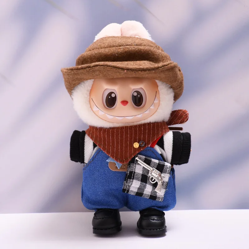

17cm Labubu 1-3 Gen Doll Outfits | Western Cowboy Outfit Set / Onesie Adorable | Clothes for Labubu Pendants Accessories