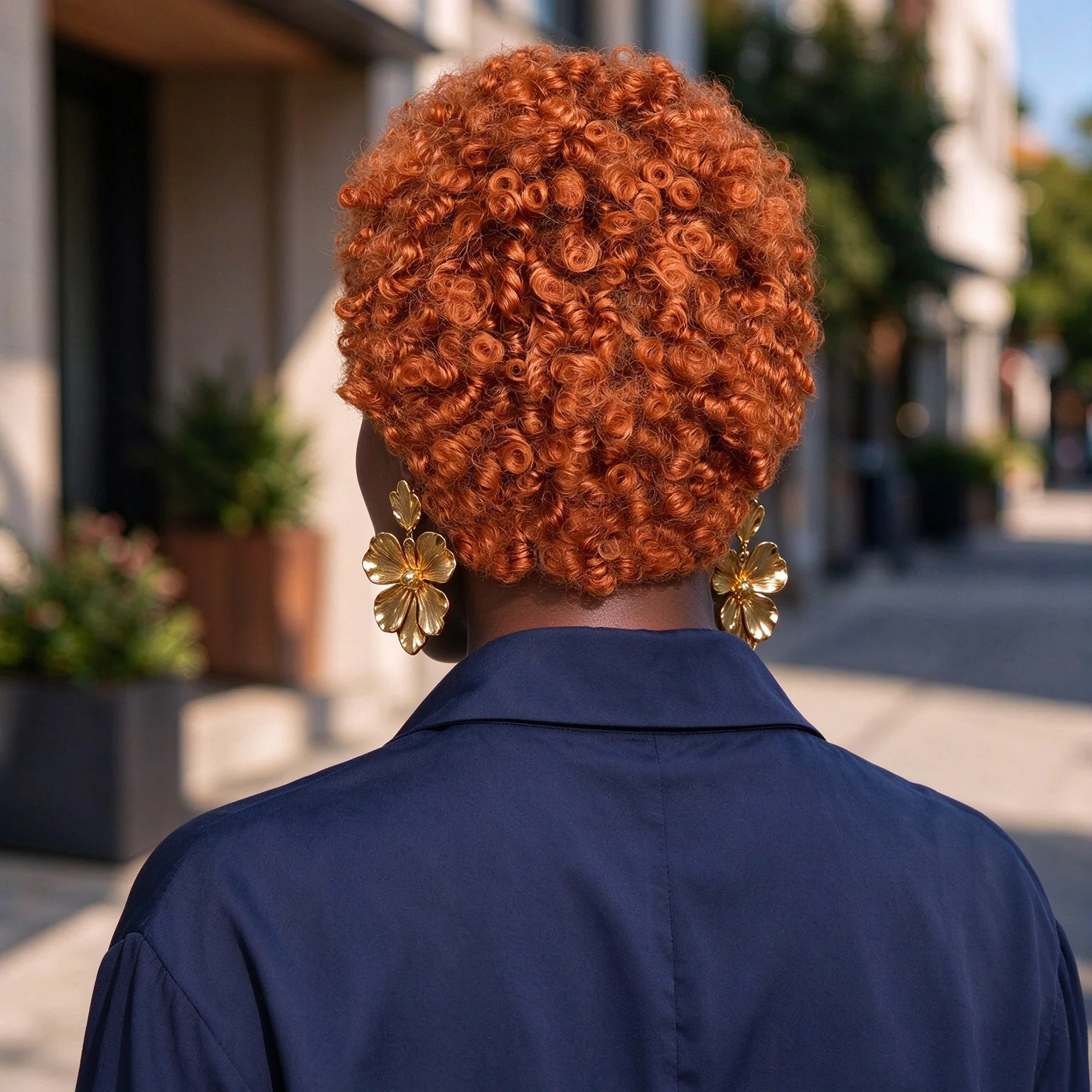 Full Machine Made Human Hair Short Pixie Cut Wig, Ginger Orange Small Coily Curly Wig, Natural Looking Short Curly Human Hair
