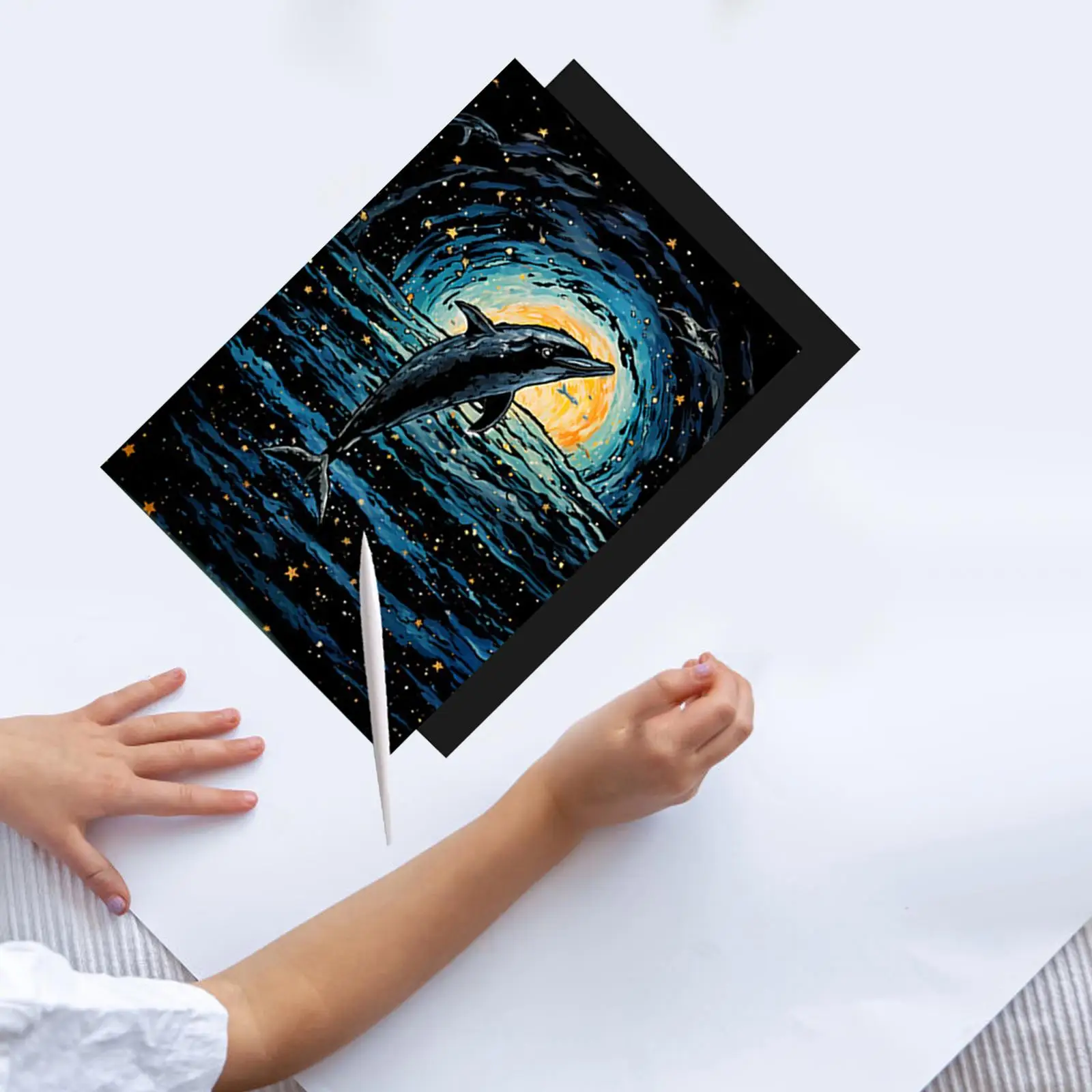 Educational Scratch Art Kit for Children with Black Scratch Paper and Glow Effect for Party Gift