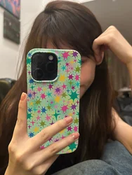 Korean Design Is Colorful Star Phone Case for iPhone 16 15 14 13 12 11 Pro Max XS XR XSMax 6 7 8 Plus Glossy HD Hard PC Cover