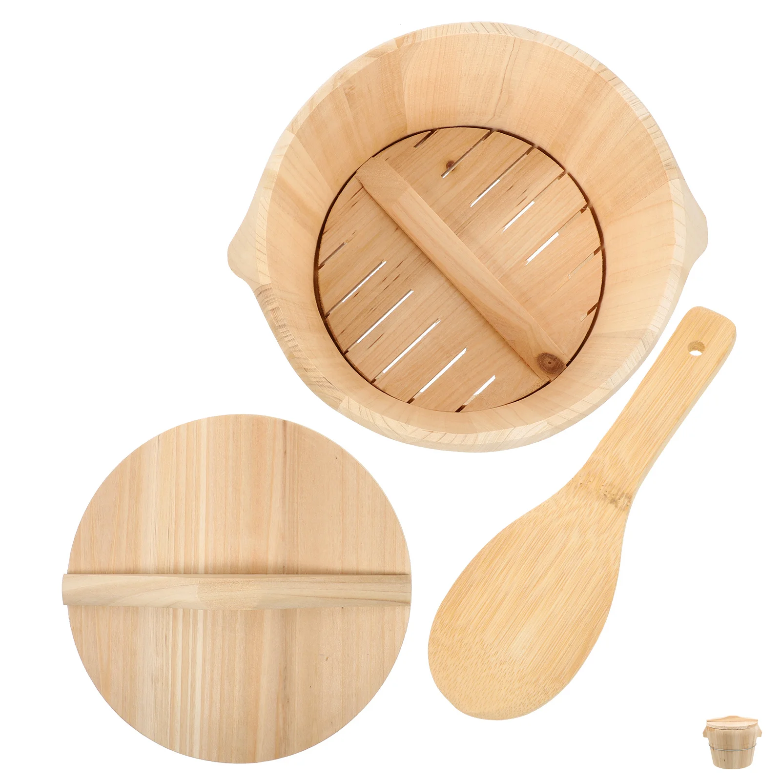 

1Pcs Wooden Steamer Rice Bucket Premium Material Smooth Polished Movable Bottom Fast Cooking Kitchen Tool Steamed Barrel
