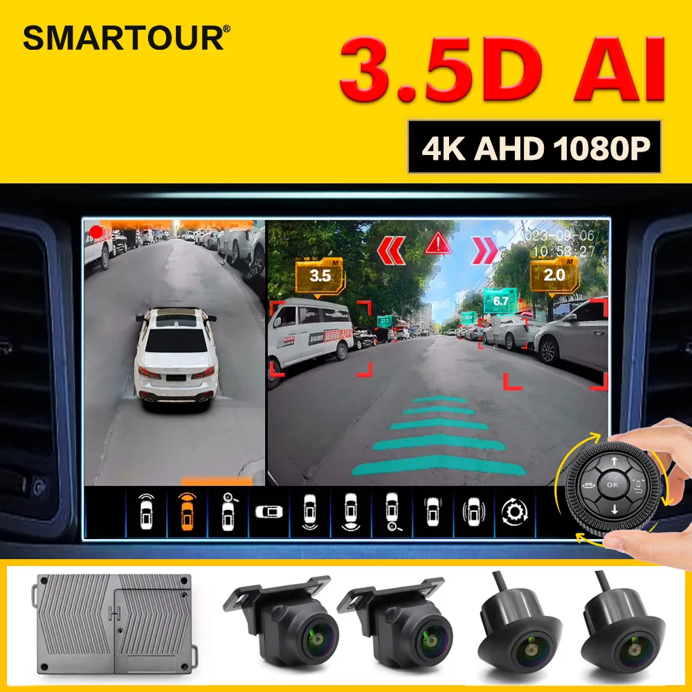 

Car AHD 3.5D AI 360 Degree Surround View System Driving With Bird View System 1080P 4K Night Vision 4 CH Car DVR For BMW Vehicle