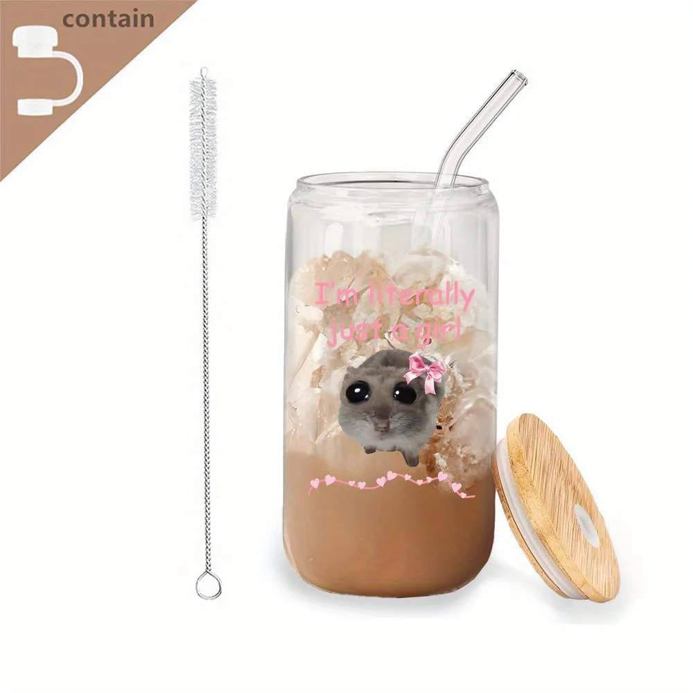 

"Cute 'I'm Literally Just a Girl' Tumbler with rodent design, bamboo lid & straw. Perfect for daily use."