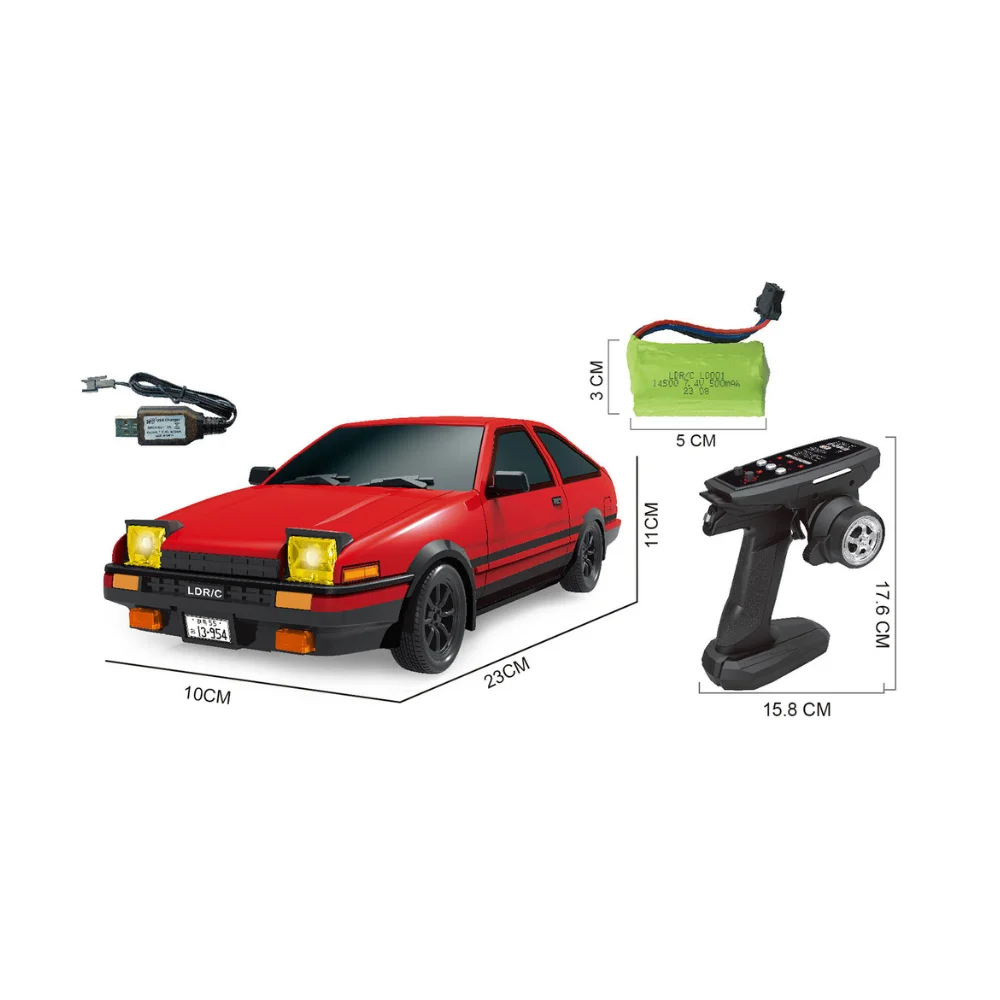LDRC LD1801 AE86 1:18 ラジコン ドリフトカー ジャイロ搭載、LED、2.4Gリモコン、タイヤ付き、RCカー 子供向けおもちゃ ギフト
