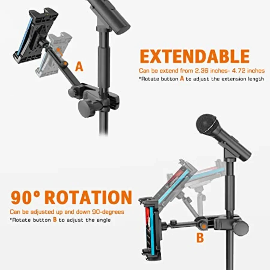 マイクスタンド用タブレットホルダー マイクミュージックスタンド iPad用タブレットホルダー タブレットマイクスタンドマウント シートミュージック用