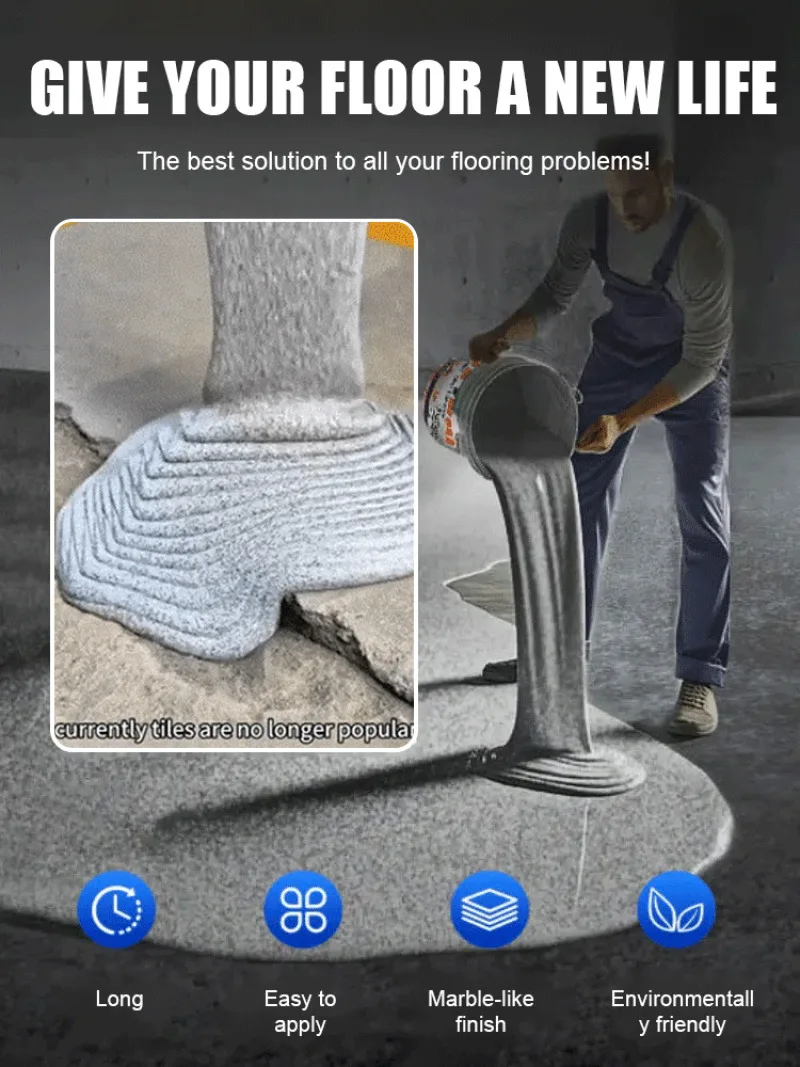 500g Solventfree Self-leveling Flat Epoxy Floor Paint Wear-Resistant Waterproof Color Sand Floor Coating Imitation Marble Paint