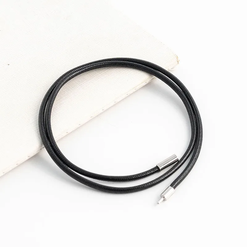1,5/3mm 45/50/60cm schwarze Lederkordel-Halskette für Damen und Herren, Schmuck mit Verschluss, Wachskordel, Schnur für DIY-Anhänger