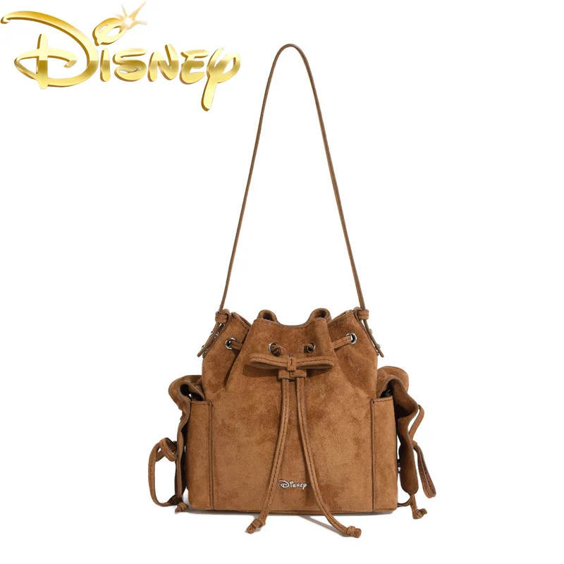 

Disney New Women's Shoulder Bag Solid Color Fashion Women's Shoulder Messenger Bag Retro Drawstring Women's Bag High Quality