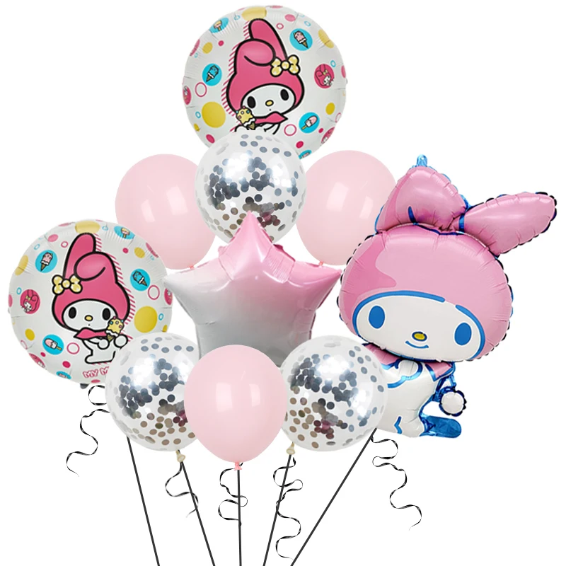 10pcs Cartoon Sanrio Cute Kuromi My Melody Cinnamoroll Foil Balloon 32 Inch Number Set Children\'s Birthday Party Decorative Toys