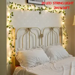 1pc Artificial Plants LED String Lights 6.56ft 20LED Scindapsus Leaves String Lights Battery Operated For Hanging Festival Decor