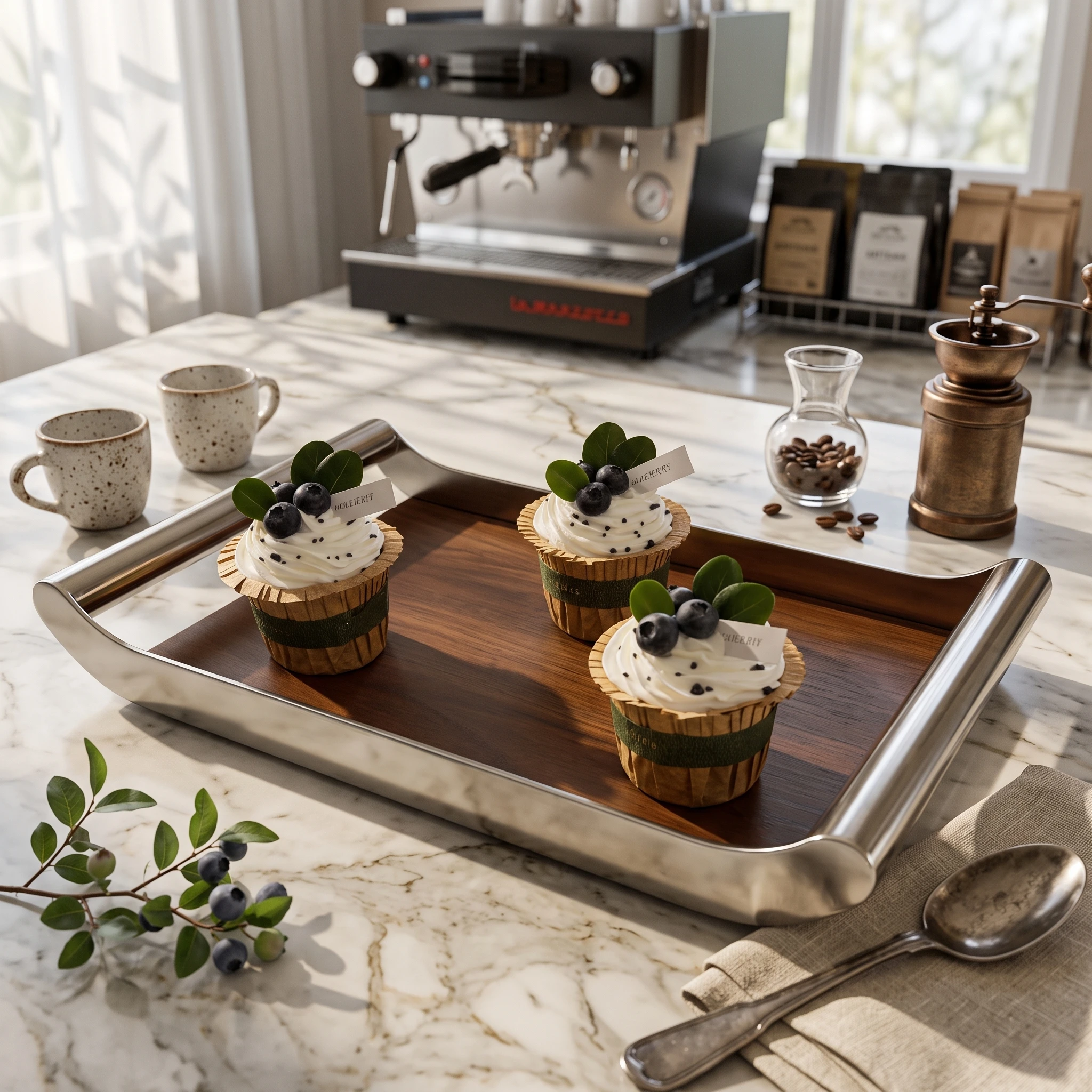 Wood Tray with Metal Handles Wooden Serving Tray with Handles Rectangular Serving Platter Modern Flat for Hosts, Dessert Display