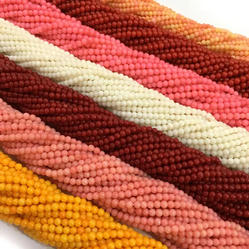 Natural Stone coral beads Round shape loose beads isolation beads for Jewelry Making  DIY for bracelet necklace Accessories