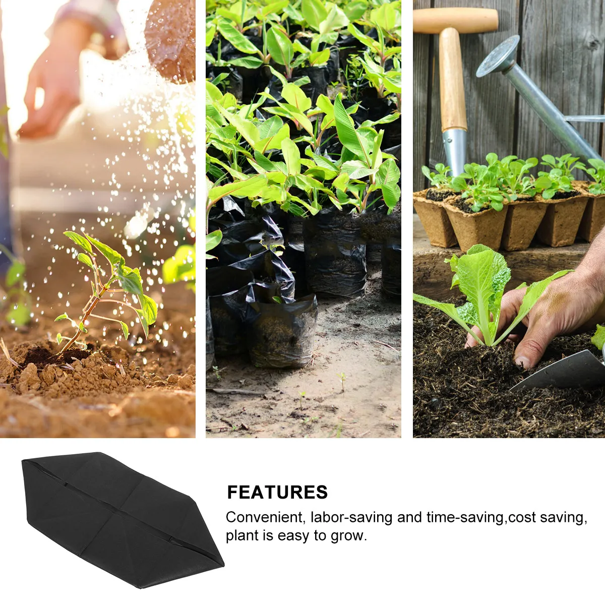 Planting Bag Nonwoven Felt Pouch Breathable Thickened Growing Container 90x90x40cm Black Large Capacity Flower Vegetable Growing