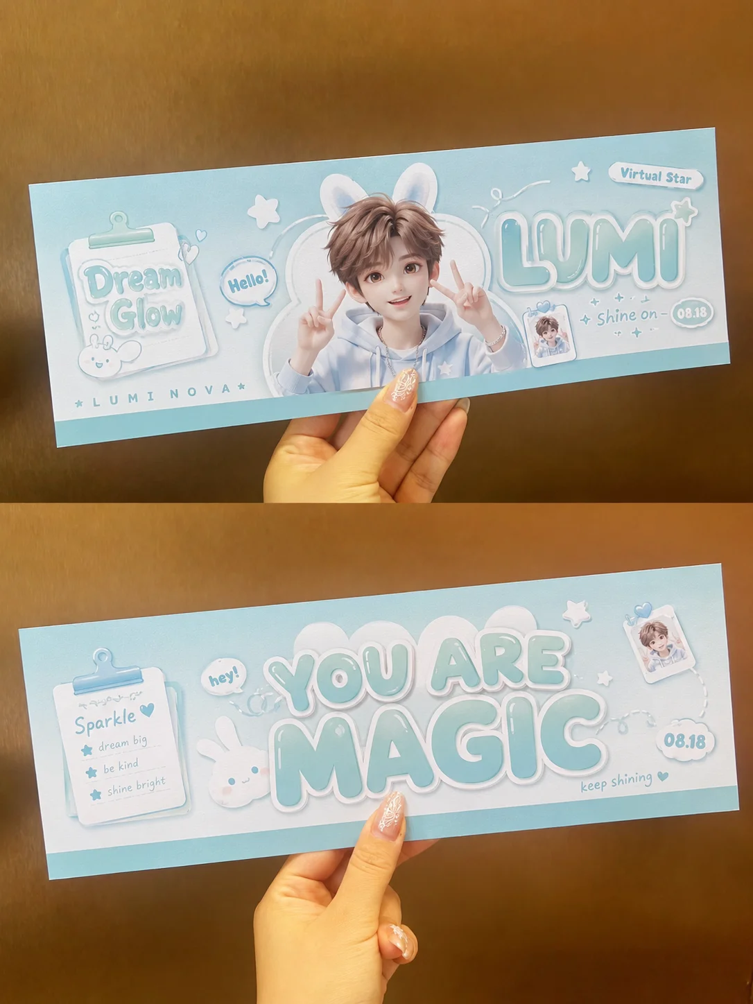 Custom Mini Hand Paper Banner Kpop Conce Double Sided Slogan Fan Support Banner Personalized Freebie 30x10cm 50 PCS