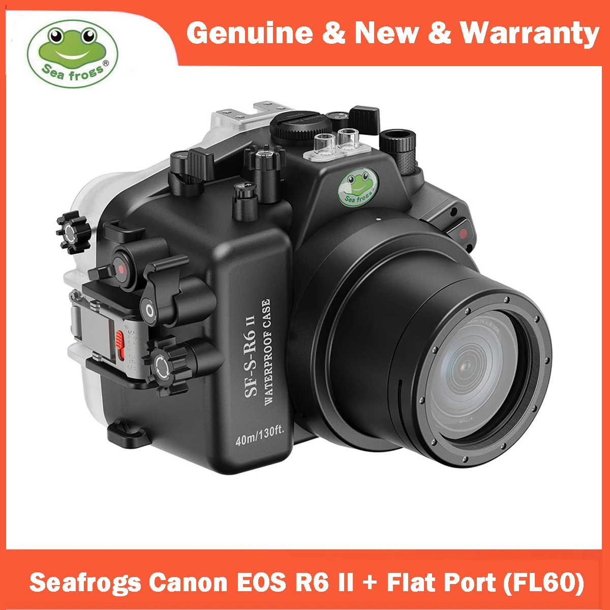 

Seafrogs 40M/130FT Underwater Camera Housing Waterproof Case For Canon EOS R6 II With Flat Port (FL60)