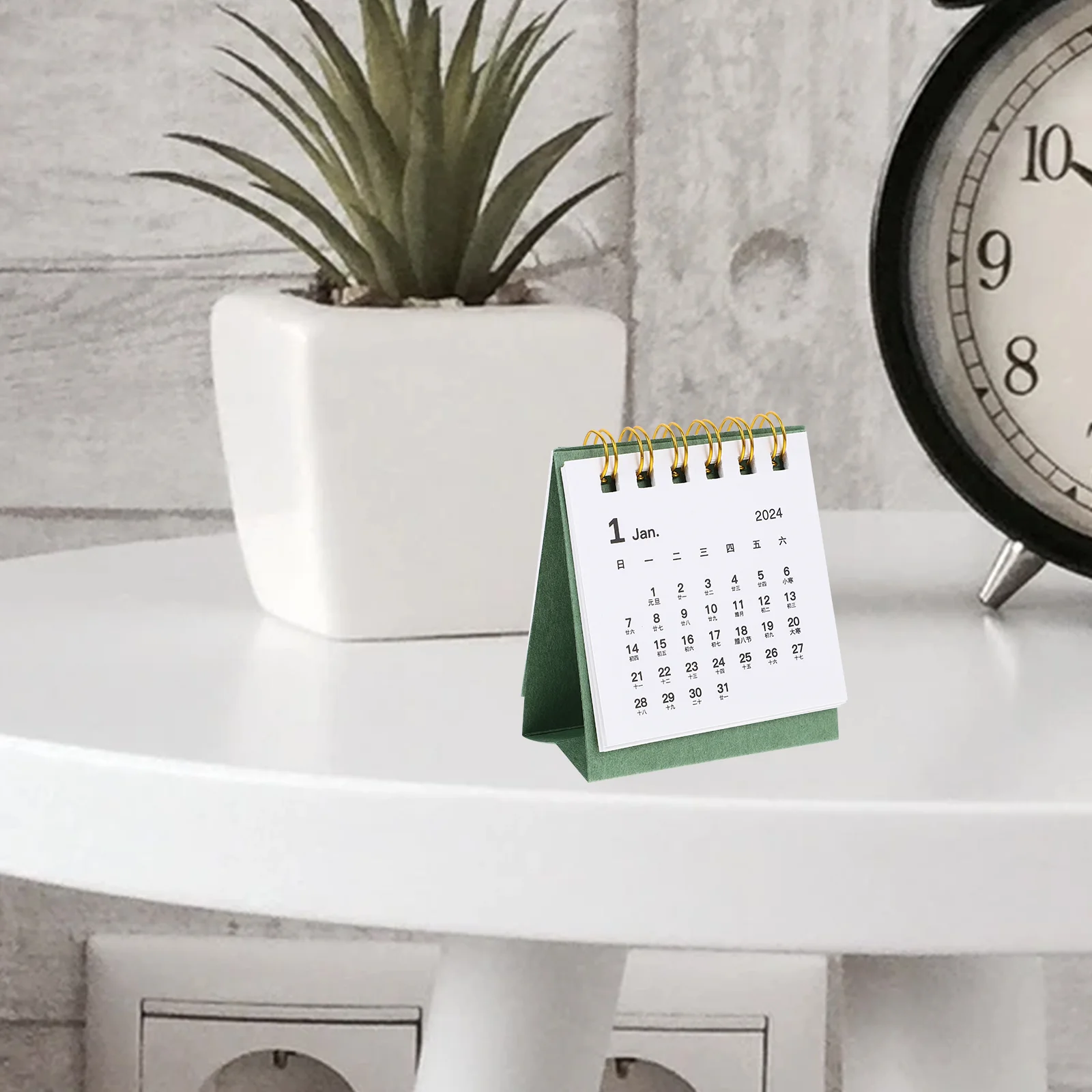 

Mini Easel Stand Creative Calendar Simple Style Office Gift 7X63X32CM Desktop Green Home Ornament