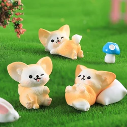 Kawaii Cartoon Fennec Fox Resin Fairy Garden Miniature Figurine Ornament Micro Landscape Model Decoration Dollhouse Accessories