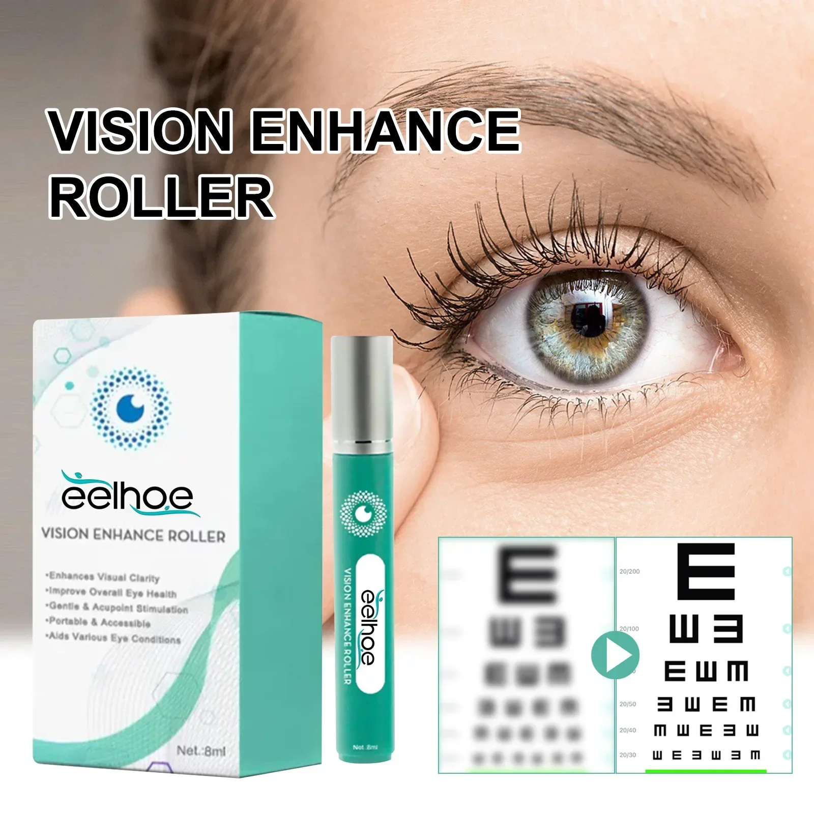 Rodillo de suero para ojos con mejora Visual coreana, alivia los ojos, bolsas para ojeras, Cosméticos hidratantes para contorno de ojos, 8ML