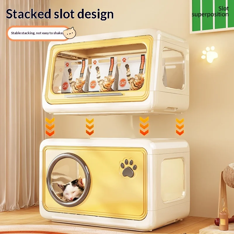 Casa para gatos de plástico cuadrada con puerta y almacenaje - imagen 5