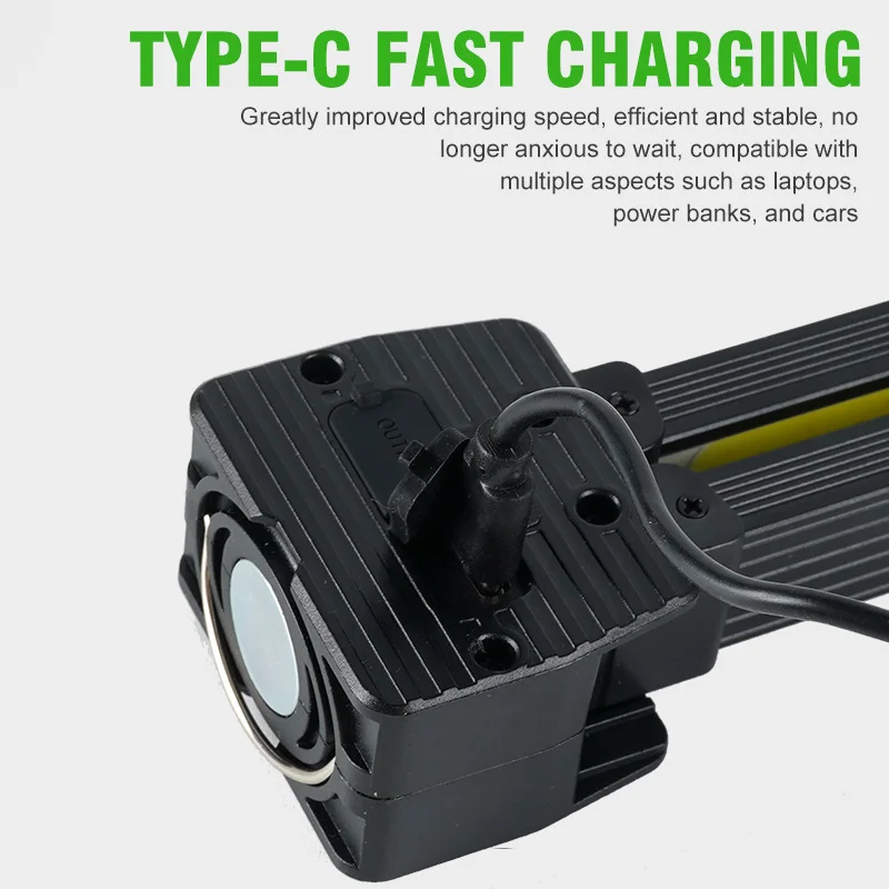 مصباح الصالة الرياضية للتوضع، يعتم الترس السابع، مصباح يدوي LED مغناطيسي محمول مع خطاف تعليق، مصباح عمل محمول قابل لإعادة الشحن عبر USB #4