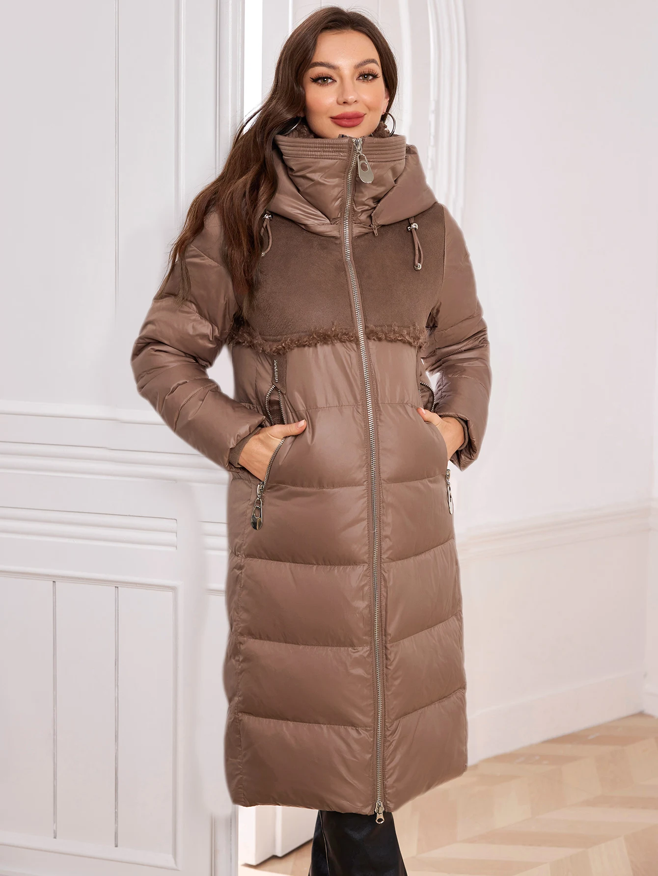 

Women's long hooded parkas, warm winter jacket, outdoor clothing, fashion, down, coat, unisex, 1061, 2024