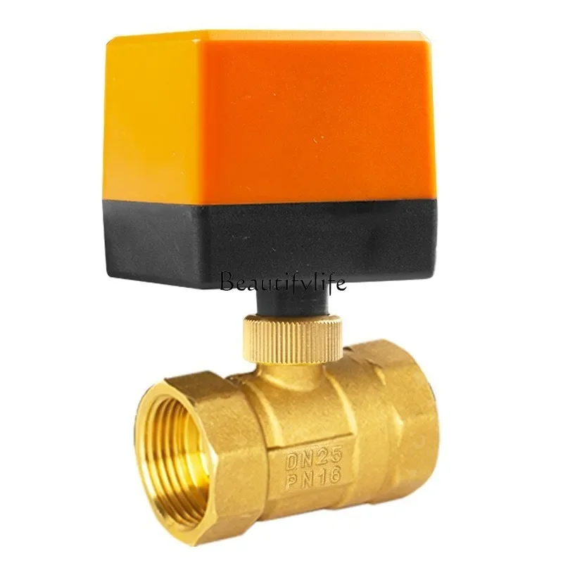 Solar two-way electric valve DN15 wire buckle water pipe control switch copper valve water valve