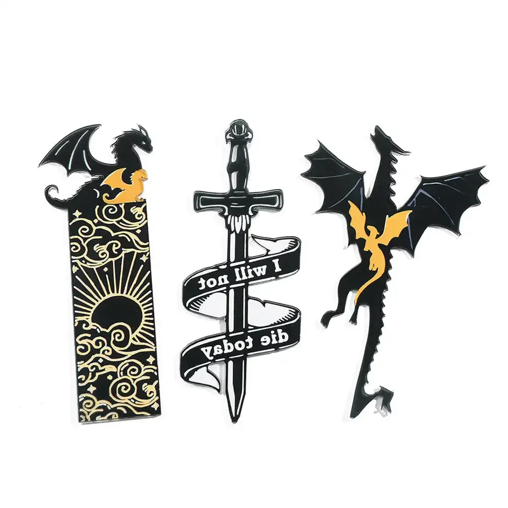 Four Wing Dragon Acrylic Bookmarks Anime Tassels Bookmarks Ancient Beast Fantasy Book Mark Gift Creative Stationery Bookmark