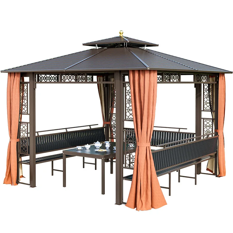 Gazebo outdoor courtyard galvanized roof pergola wooden house villa agritainment garden waterproof sun protection outdoor