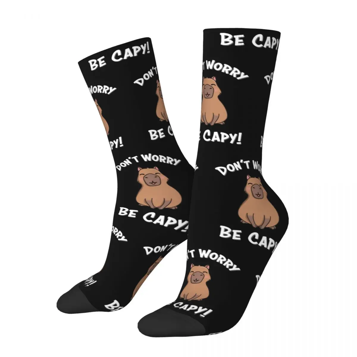 Fashion Men's Socks Cute Capybara Sock Polyester Don't Worry Be Capy Skateboard Women Stockings Spring Summer Autumn Winter