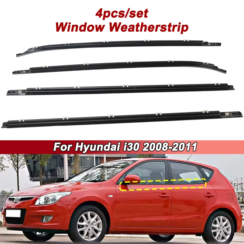 

4pcs/set Car Side Window Weather Strip 822102L000 Auto Glass Waterproof Pressure Weatherstrip Sealing For Hyundai i30 2008-2011