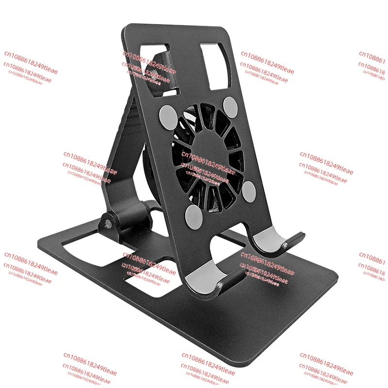 New metal aluminum alloy mobile phone holder radiator small fan lazy folding desktop flat pad support frame