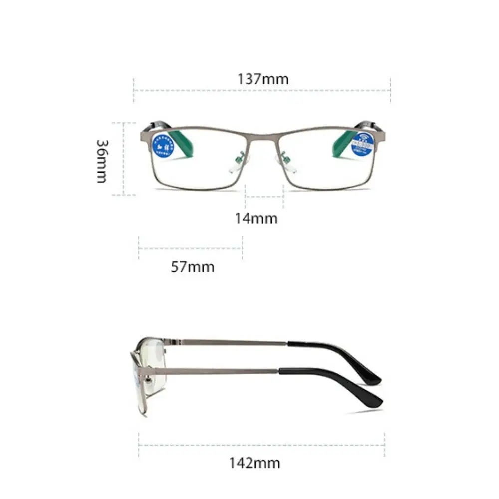 نظارات قراءة معدنية محمولة من البولي كربونات نظارات مزخرفة مستطيلة لقصر النظر الشيخوخي نظارات زجاجية عادية قراء