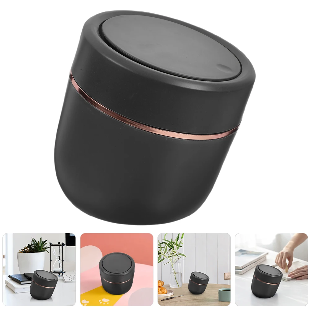 

2pcs Push Type Desk Can Mini Garbage Can With Lid Small Plastic Trash Bin For Office Bedroom Desktop Space-Saving Tiny Trash