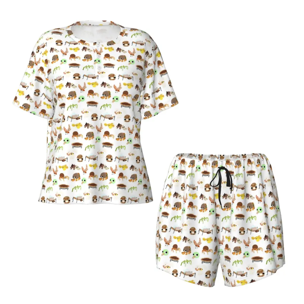 

The Isle Of BIGsnax Bugsnax Pack Round Neck Short Sleeves Nightdress for Sleeping Sleepshirts Women Loose Pajama Set Short Pants