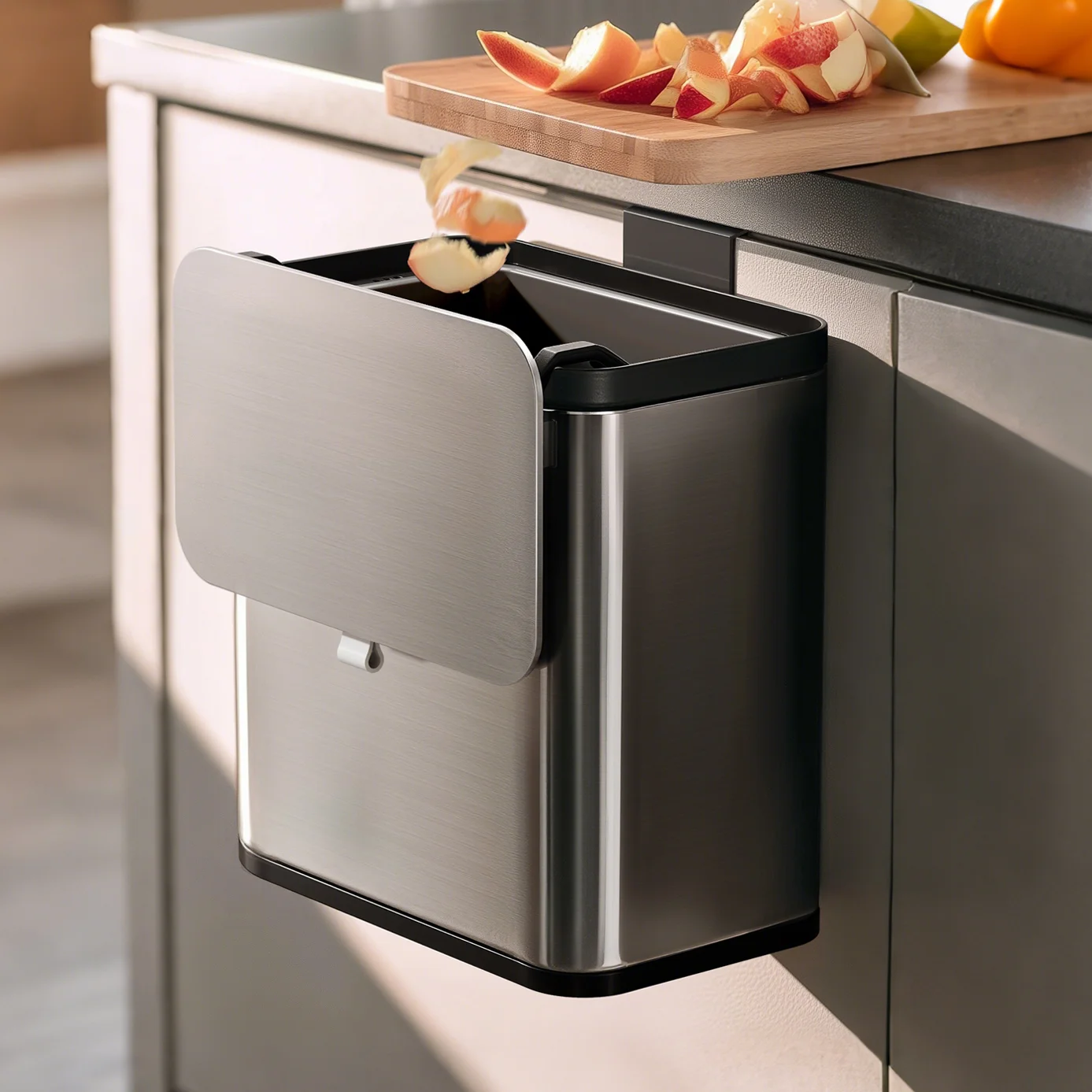 

Stainl Steel Kitchen Batoom Waste Bin Door Hanging pe No Punching Storage Buet High Aesthetic Value Home Use