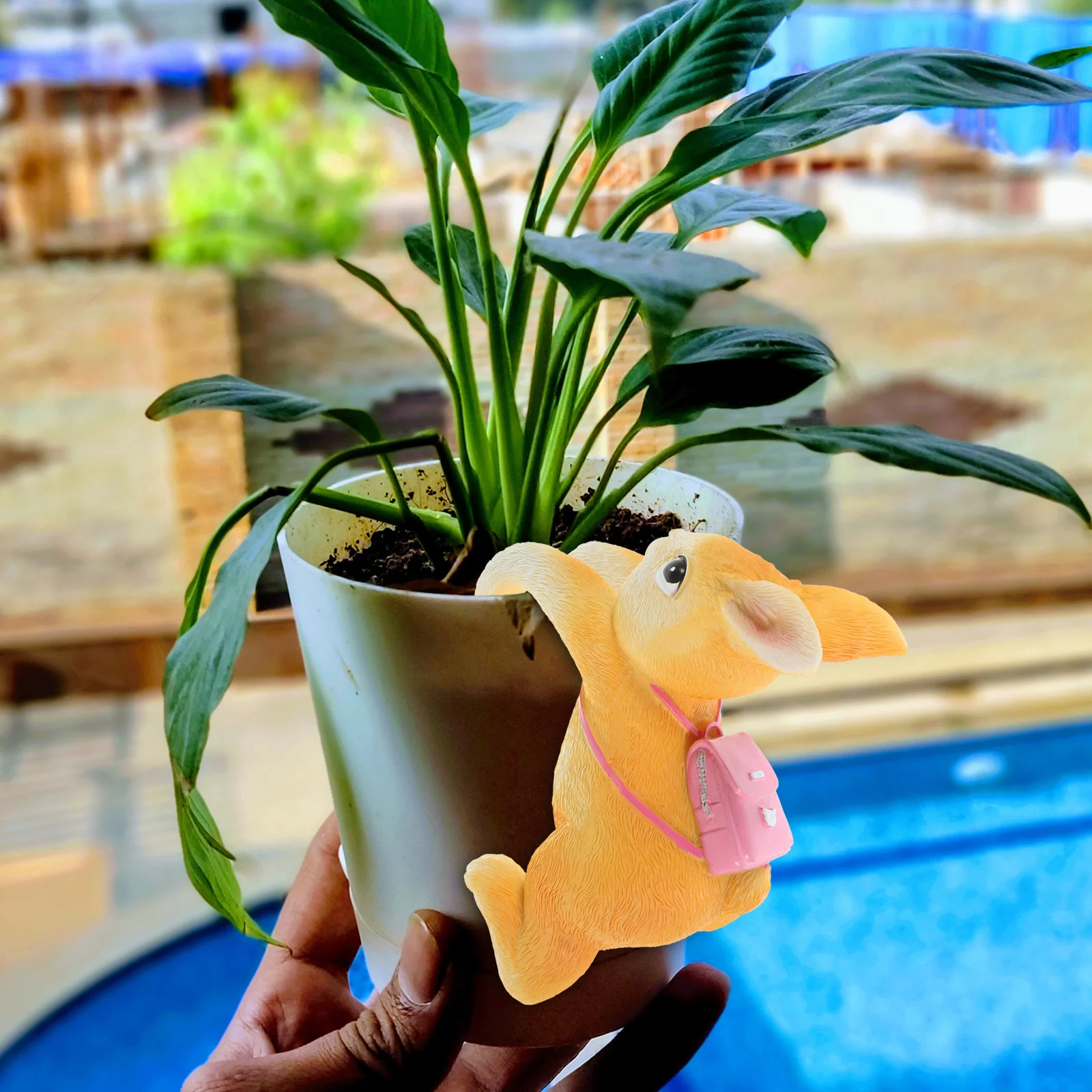 

2Pcs Lifelike Resin Rabbit Flowerpot Hanging Decoration Creative Bonsai Pot Ornament Garden Planter Adornments