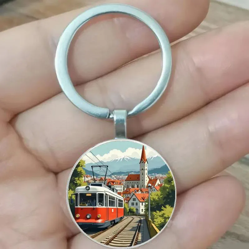 Llavero suizo vintage de Zurich, recuerdo de viaje duradero para los Alpes suizos, Bahnhofstrasse y Lake Zurich, regalo de cumpleaños/aniversario