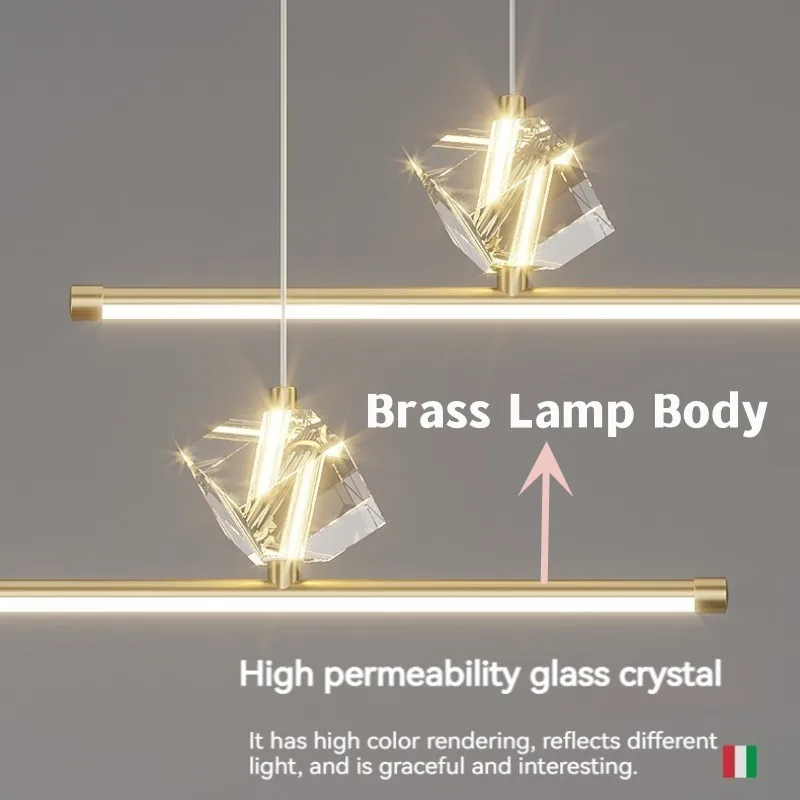 Modern Led Long Strip Pendant Lamp For Dining Room Kitchen Bar With Remote Control Simple Copper Dining Table Led Pendant Lights