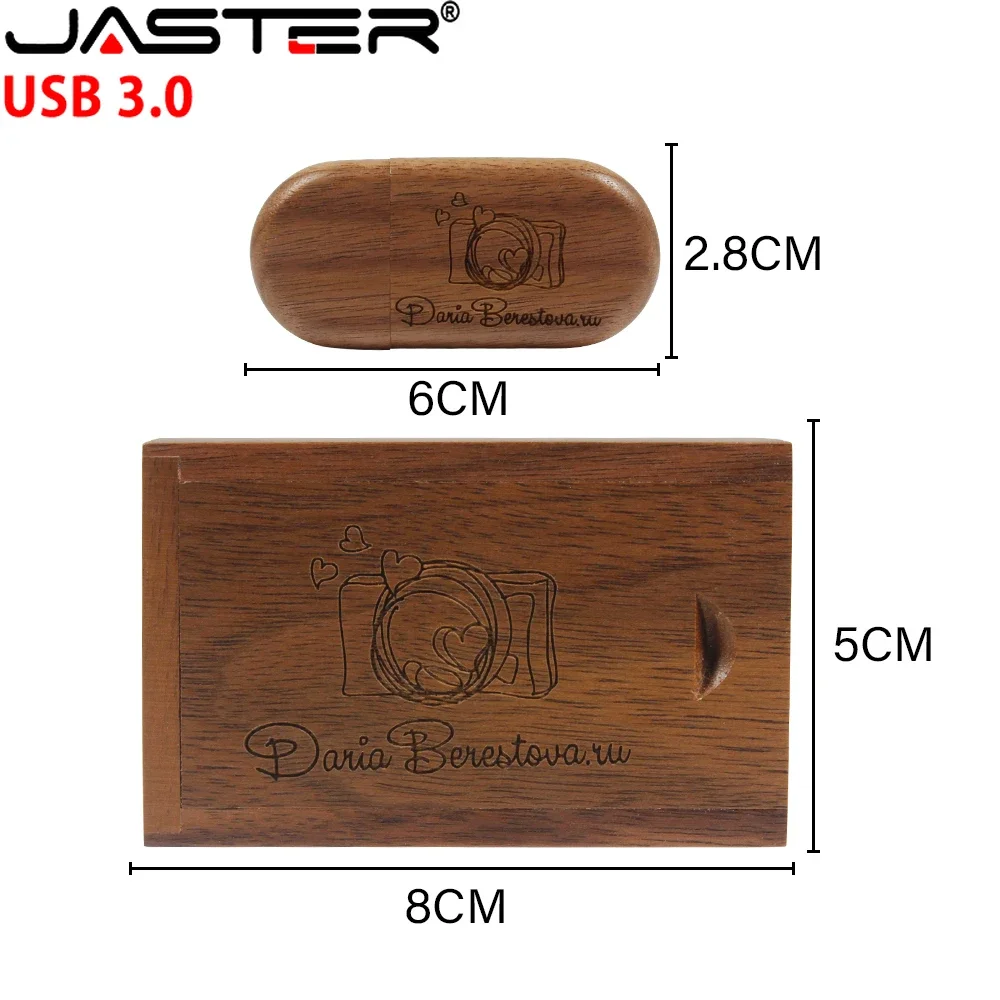 1PCS Free Custom Logo USB 3.0 Flash Drive 128GB Wooden Box Pen Drive 64GB Memory Stick 32GB Creative Wedding Gift Pendrive 16GB