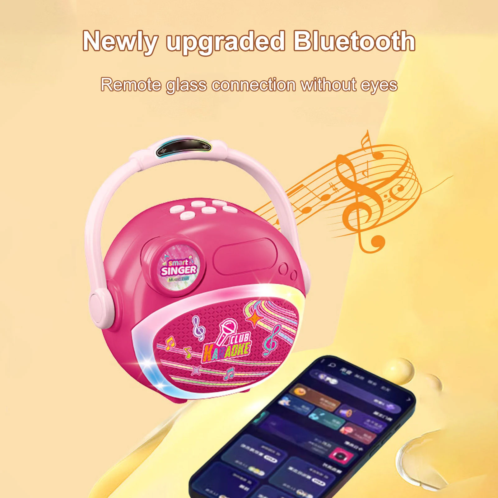 آلة الكاريوكي مع 2 ميكروفونات لاسلكية آلات موسيقية مكبر صوت قابل لإعادة الشحن BT Mic مجموعة سماعات للمنزل والحفلات الخارجية #4