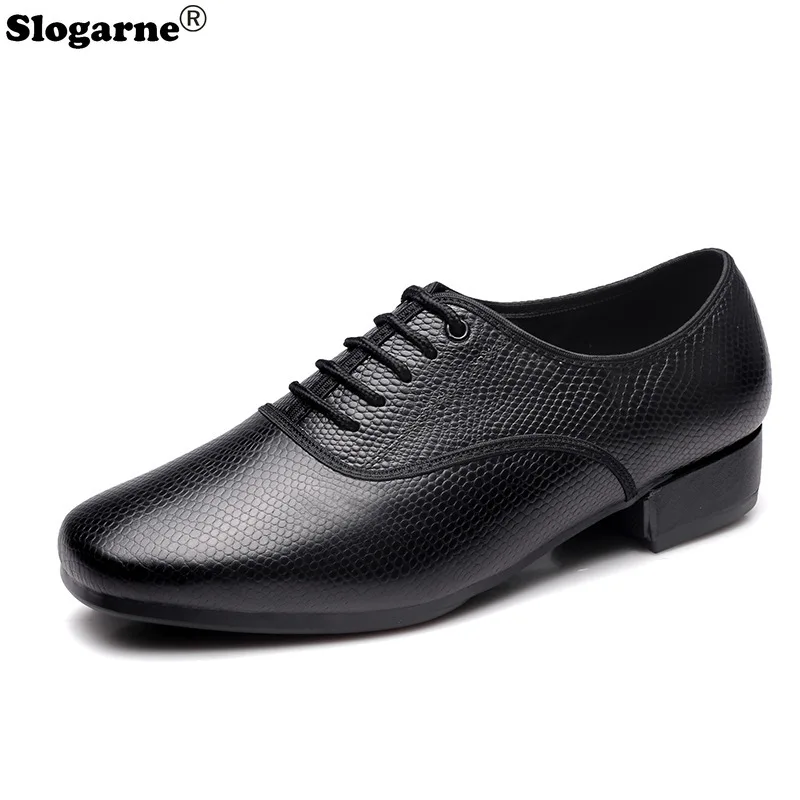 Men\'s New Leather Waltz Shoes Latin Tango Ballroom Dance Shoes Male 2.5cm Heels Soft Sole Modern Dance Shoes Stage Dancing Wear