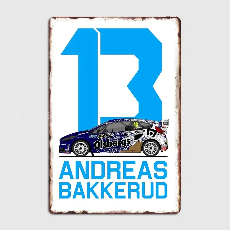 Andreas Bakkerud Fiesta 2014 Rally Car Retro Posters Metal Poster Home Decor Bar Cave Classic Tin Sign Room Decor Wall Decor