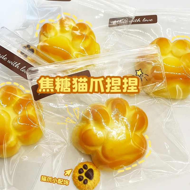 น่ารักจําลอง Cat Paw Pinch Soft Mochi ของเล่นซิลิโคนถ่านย่าง Cat Paw บีบช้า Rebound เด็ก Happy Sensory ของเล่น